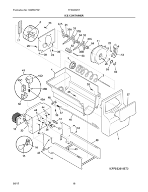 09 - ICE CONTAINER Diagram and Parts List for FFSS2325TP0  Frigidaire Refrigerator