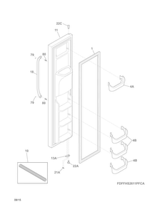 Freezer Door Diagram and Parts List for FFHS2611PFEA  Frigidaire Refrigerator