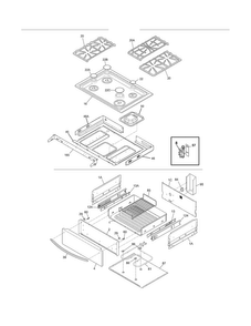 Top/drawer Diagram and Parts List for FGDS3065KFF  Frigidaire Range