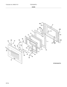 Door Diagram and Parts List for FGES3065PFJ  Frigidaire Range