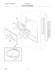 Ice And Water Dispenser Diagram and Parts List for FRSC2333AS9  Frigidaire Refrigerator