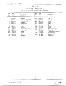 Gas Valve/burner Assembly/sensor Page 2 Diagram and Parts List for 8007-87D  Frigidaire Dryer