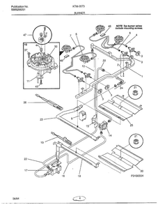 Burner Diagram and Parts List for 2873  Frigidaire Range