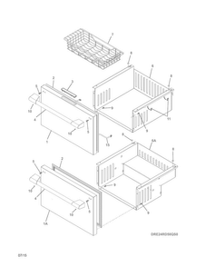 Drawers Diagram and Parts List for E24RD50QS0  Electrolux Refrigerator