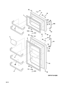 Doors Diagram and Parts List for FFHT1614QB1  Frigidaire Refrigerator
