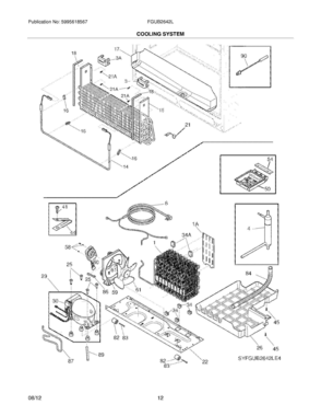 11 - COOLING SYSTEM Diagram and Parts List for FGUB2642LE8  Frigidaire Refrigerator