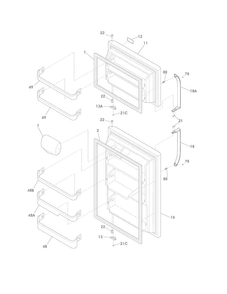Doors Diagram and Parts List for LFHT2117NF4  Frigidaire Refrigerator