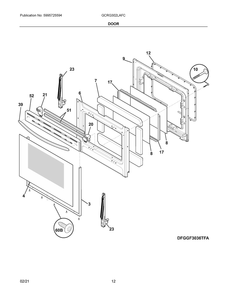 Door Diagram and Parts List for GCRG302LAFC  Frigidaire Range