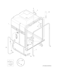 Tub Diagram and Parts List for FGBD2438PB5A  Frigidaire Dishwasher