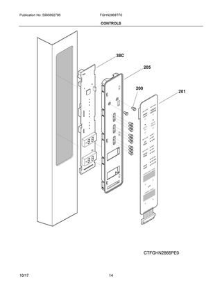 Controls Diagram and Parts List for FGHN2868TF0  Frigidaire Refrigerator