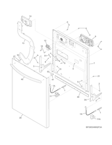 Door Diagram and Parts List for FGID2466QB3A  Frigidaire Dishwasher