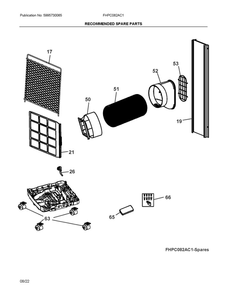 Recommended Spare Parts Diagram and Parts List for FHPC082AC11  Frigidaire Air Conditioner