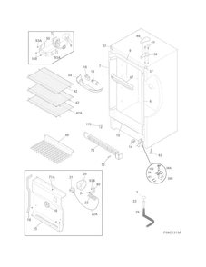 Cabinet Diagram and Parts List for FFFH20F2QWB  Frigidaire Freezer