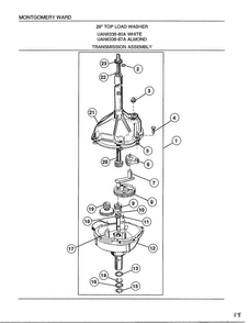 Transmission Assembly Diagram and Parts List for 6338A  Frigidaire Washer