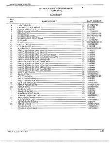 30" Floor/basic Body Page 2 Diagram and Parts List for 2468A  Frigidaire Range
