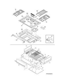 Top/drawer Diagram and Parts List for FPGS3085PFB  Frigidaire Range