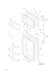 Doors Diagram and Parts List for FFTR15D1PW0  Frigidaire Refrigerator