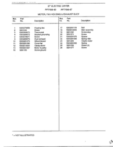 Motor, Ran Housing & Exhaust Duct Page 2 Diagram and Parts List for 7599-80  Frigidaire Dryer