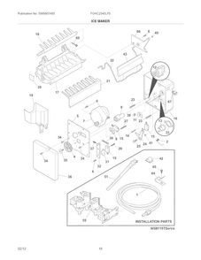 Ice Maker Diagram and Parts List for FGHC2345LF5  Frigidaire Refrigerator