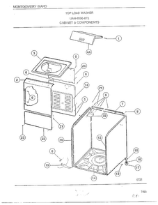 Top Load Washer-cabinet And Componets Diagram and Parts List for 6506-87E  Frigidaire Washer