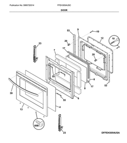 Door Diagram and Parts List for FFEH3054USC  Frigidaire Range