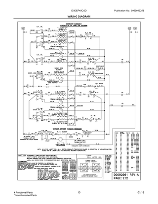 Wiring Diagram Diagram and Parts List for EI30EF45QSD  Frigidaire Range