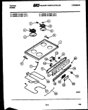 COOKTOP, BROILER AND BACKGUARD Diagram and Parts List for 37-2637-00-03  Tappan Range