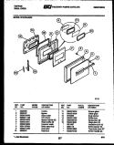 LOWER OVEN DOOR PARTS Diagram and Parts List for 57-2729-00-02  Tappan Microwave Oven Combo