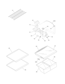 Shelves Diagram and Parts List for FFTR18D2PW2  Frigidaire Refrigerator