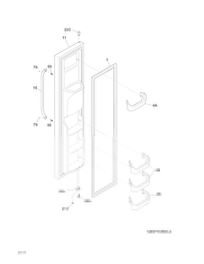 Freezer Door Diagram and Parts List for FFHS2622MSVA  Frigidaire Refrigerator