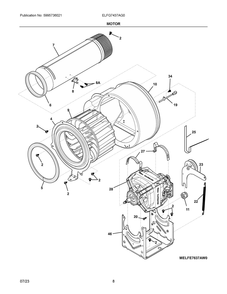 Motor Diagram and Parts List for ELFG7437AG0  Frigidaire Dryer
