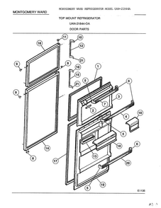 Door Parts Diagram and Parts List for 21844A  Frigidaire Refrigerator