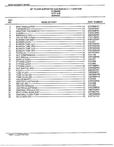 30" Floor Supported Gas Burner Page 2 Diagram and Parts List for 2448A  Frigidaire Range