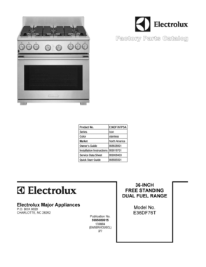 01 - COVER SHEET Diagram and Parts List for E36DF76TPSA  Frigidaire Range
