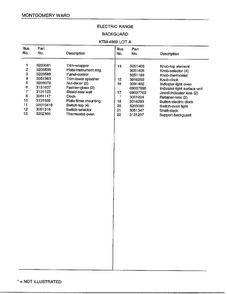 Electric Range/ Backguard Page 2 Diagram and Parts List for 4869A  Frigidaire Range