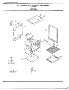 Basic Body Diagram and Parts List for 2509A  Frigidaire Range