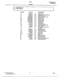 Burner Page 2 Diagram and Parts List for 282240A  Frigidaire Range