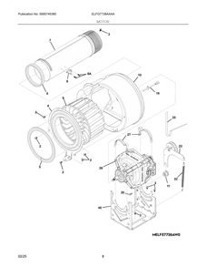 Motor Diagram and Parts List for ELFG7738AA0  Frigidaire Dryer