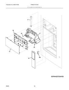 Ice And Water Dispenser Diagram and Parts List for FRMS274TAV00  Frigidaire Refrigerator