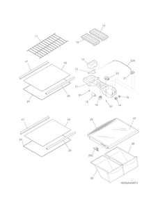 Shelves Diagram and Parts List for 2536888201D  Kenmore Refrigerator