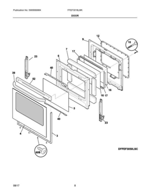 05 - Door Diagram and Parts List for FFEF3018LMK  Frigidaire Range