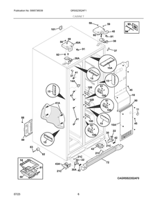 Cabinet Diagram and Parts List for GRSS2352AF1  Frigidaire Refrigerator