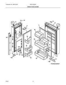Fresh Food Doors Diagram and Parts List for GRQC2255AF  Frigidaire Refrigerator