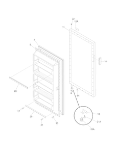Door Diagram and Parts List for KFU13M3LW1  Kelvinator Freezer