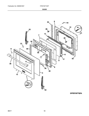 05 - DOOR Diagram and Parts List for FPEF3077QFF  Frigidaire Range