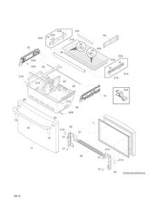 Freezer Drawer, Baskets Diagram and Parts List for EI23BC65KSAA  Electrolux Refrigerator