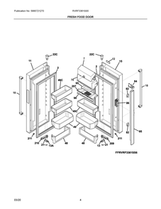Fresh Food Door Diagram and Parts List for RVRF3361SS5  Frigidaire Refrigerator