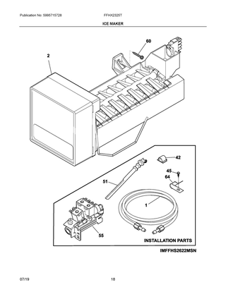 Ice Maker Diagram and Parts List for FFHX2325TE2  Frigidaire Refrigerator