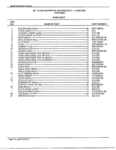 30" Floor/basic Body Page 2 Diagram and Parts List for 2428A  Frigidaire Range