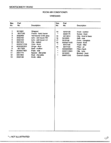 Room Air Conditioner Page 2 Diagram and Parts List for 5249G  Frigidaire Air Conditioner